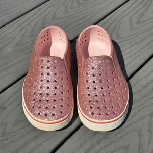 Native Girls Miles Bling Glitter Slip on Shoes Pink, Size C12